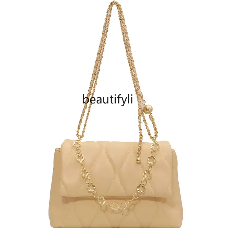 yj Summer Stylish Textured Simple Women's Bag Casual Shoulder Bag All-Match Crossbody Chain Bag