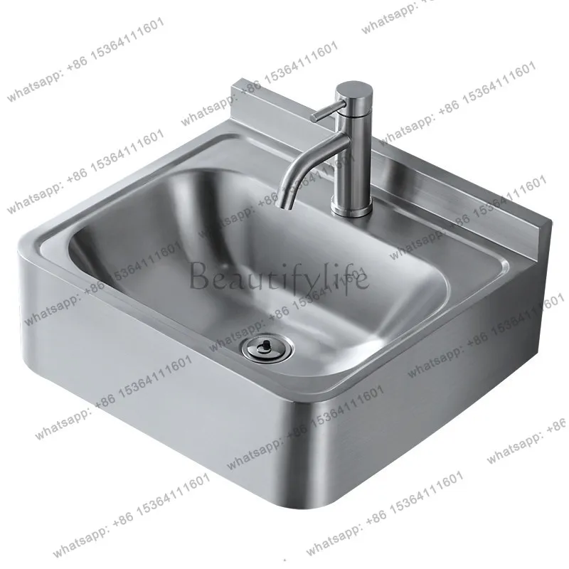 PG Integrated Basin Stainless Steel Wall Mounted Bathroom Sinks Outdoor Washstand Balcony Kitchen Washing Sink Heavy Duty Vanity