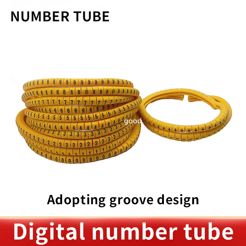 EC-0,EC-1,EC-2,EC-3 600PCS (Each50pcs ) yellow Cable Markers Letter 6sq.mm 0 to 9 + - X for wire diameter Cable Markers