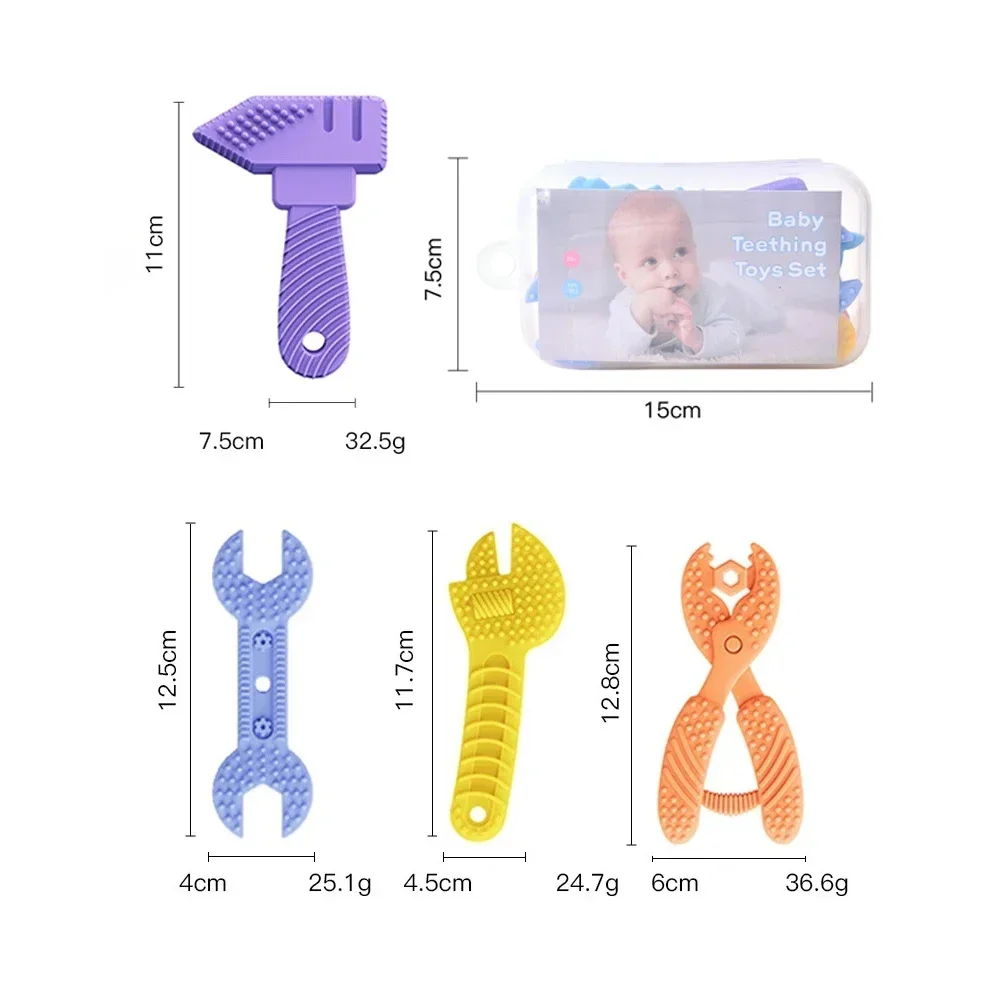 Soft and Chewy Silicone Baby Teether Gum Hammer Wrench Shape for Teething Toddlers | 0-12 Months Teeth Development Toy Babies