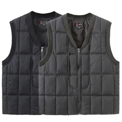 Cotton Vest Men Clothing V Neck Zipper Casual Warm Waistcoat Autumn Winter Solid Sleeveless Gilet Loose Chaleco Hombre