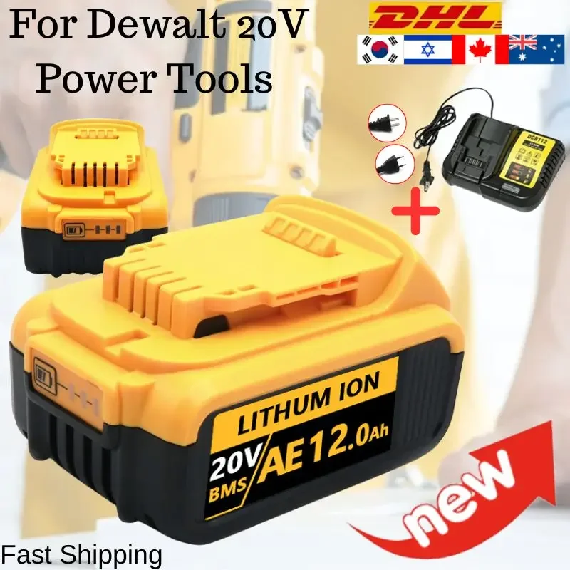 Batteria di ricambio al litio DCB200 20V 12000mAh per Dewalt 18V DCB184 DCB200 DCB182 DCB180 DCB181 DCB182 DCB201 DCB206