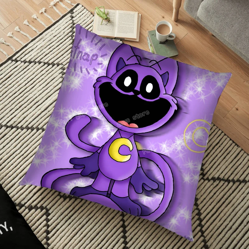 Smiling Critters Cushion Cover Pillow Case 45x45cm Catnap Dogday Pillowcase Game Pillowslip Room Car Decoration Home Decor Gift