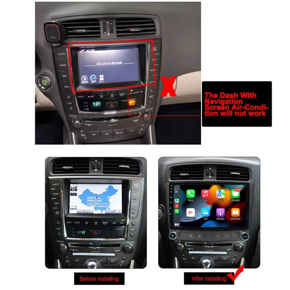 Android 16 8 core For Lexus IS250 XE20 2005-2010 2011 2012 2013 Multimedia Car Player Navigation Screen TV GPS Radio No 2Din