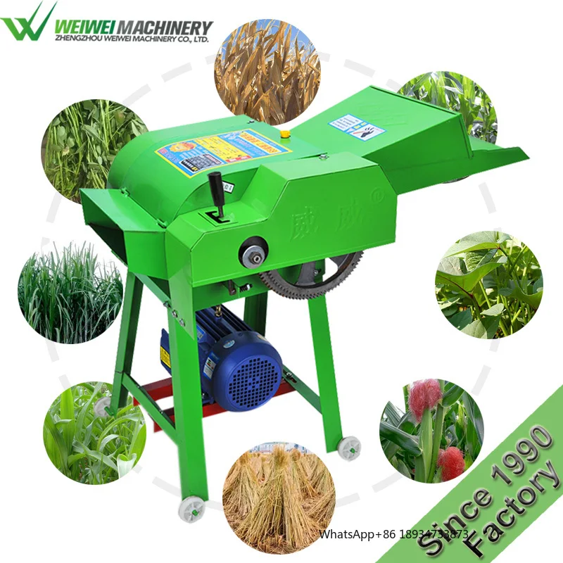 Weiwei Agricultural Machinery Cattle Goat Grass Cutting 2.2-3kw Straw Silage Chaff Cutter Animal Feed Making Machine for Farms