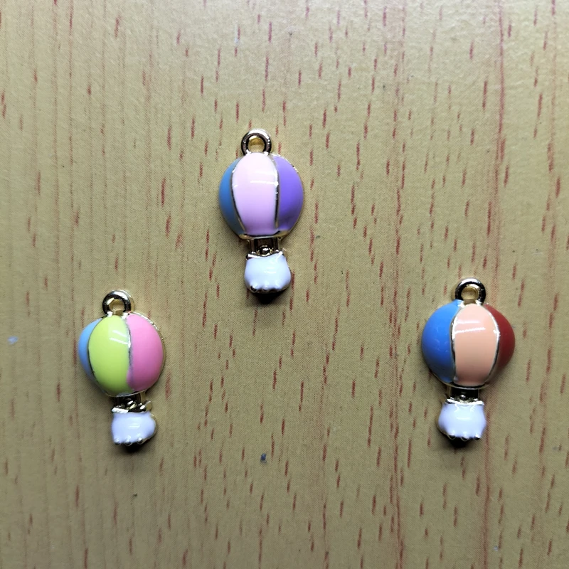 10pcs Hot air Balloon Enamel Charms Metal Rainbow Charm for Bracelets & Pendants Earrings Key Chain Accessory Jewelry Findings