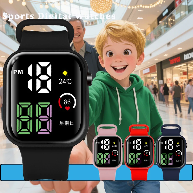 여성과 남성을위한 스포츠 시계 빛나는 LED 디지털 손목 시계 어린이 소년 소녀 학생 전자 시계 시계