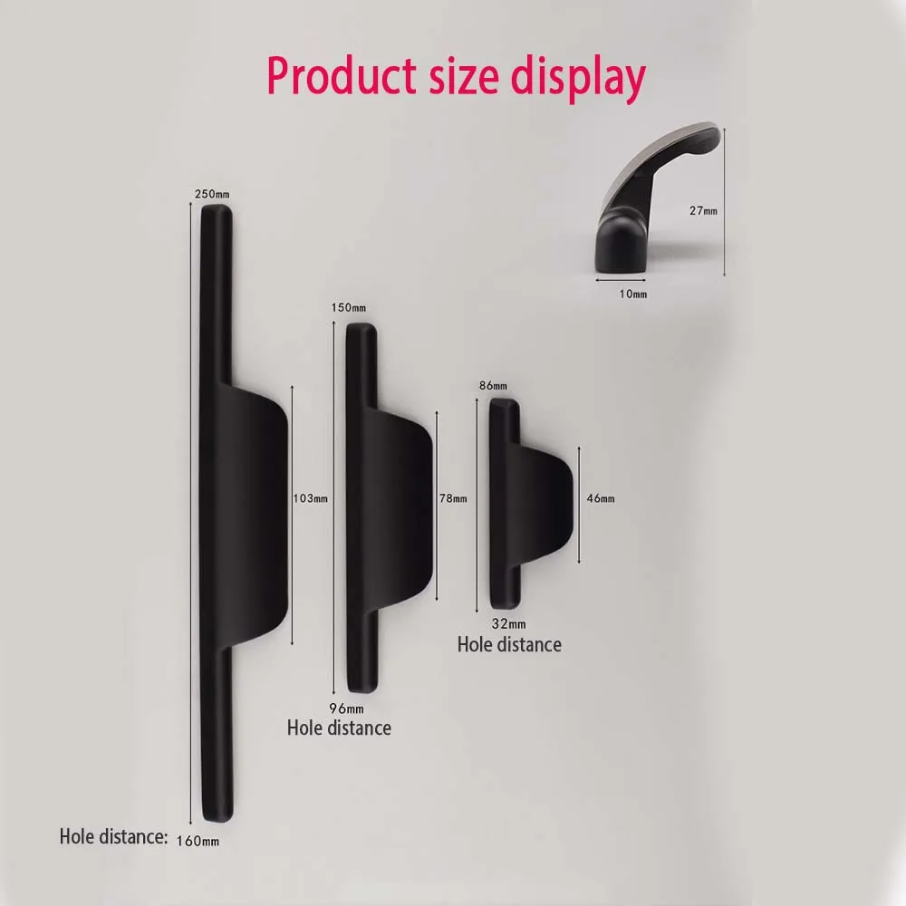 High-end American Black Wardrobe Door Handle Paired Nordic Kitchen Cabinet Matte Black Cabinet Shoe Cabinet Drawer Handle Simple