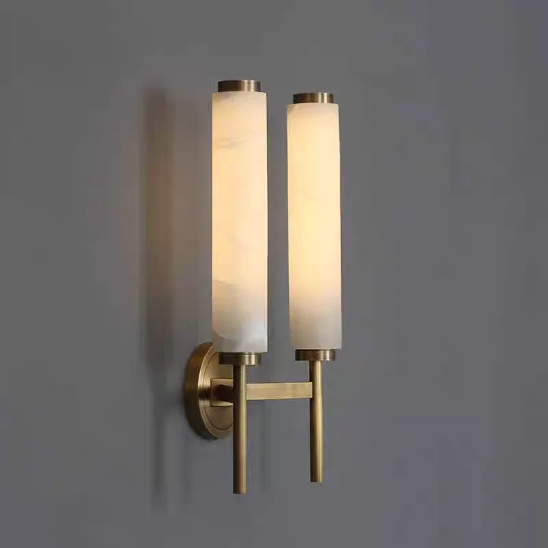 LED cylinder Alabaster Marble Wall Lights Black Gold Copper lamp Foyer Background lamp Mirror light Bathroom Bedroom beside lamp