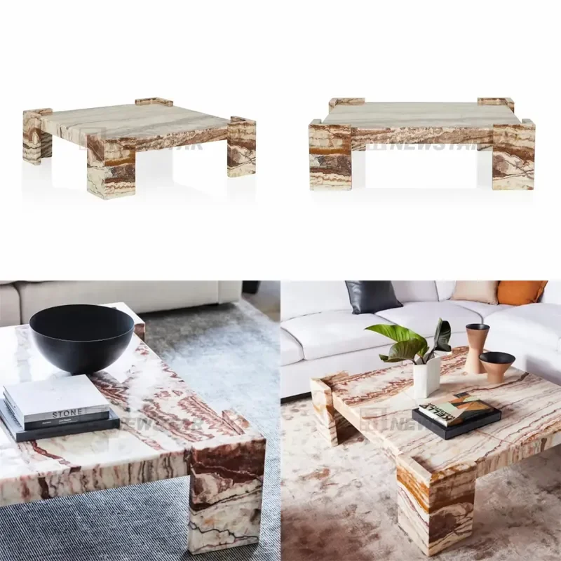 Newstar Stone Custom Marble Square Coffee Table Living Room Center Square Marble Coffee Table