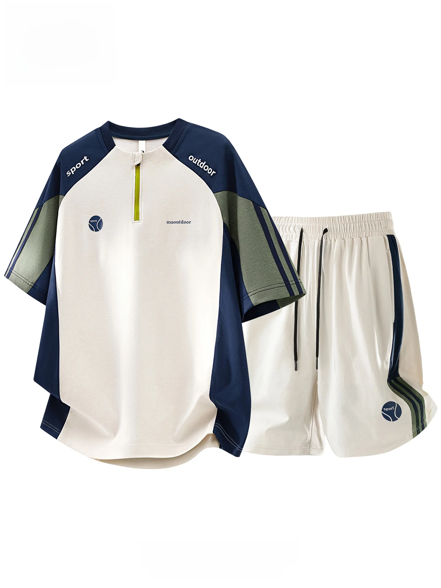 Conjunto Esportivo Americano Ice Silk Masculino, Novo de Verão, Camiseta de Manga Curta Solta e Shorts, Marca Tendência L TUC...