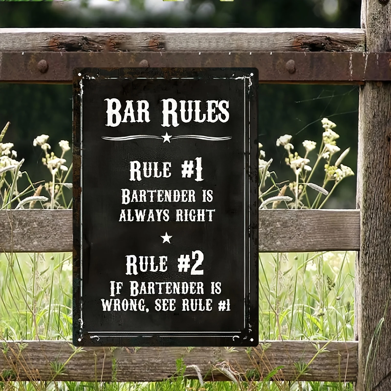 2D Flat - 2D Humorous Bar Rules Metal Sign - 