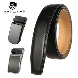 VATLTY New Men's Trousers Belt Metal Automatic Buckle Cowhide Business Leather Belt 130cm Black Belt Strip Without Buckle Male