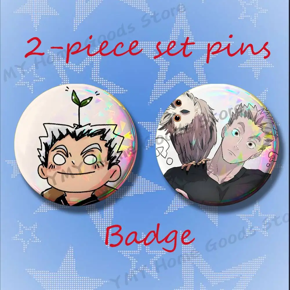Anime K-Kotaro B-Bokuto Cartoon Brooches for Backpack Accessories 25 32 44 58 75mm Round 2-piece set Free Mix