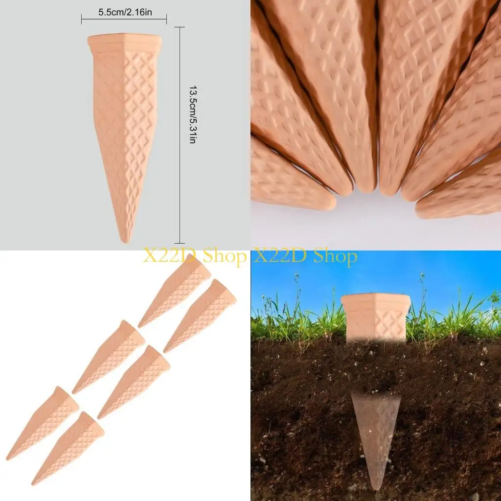 X22D Auto -irrigación Terracota Piquí arcilla para planta 6 piezas Consejando conos riego agua para jardineros