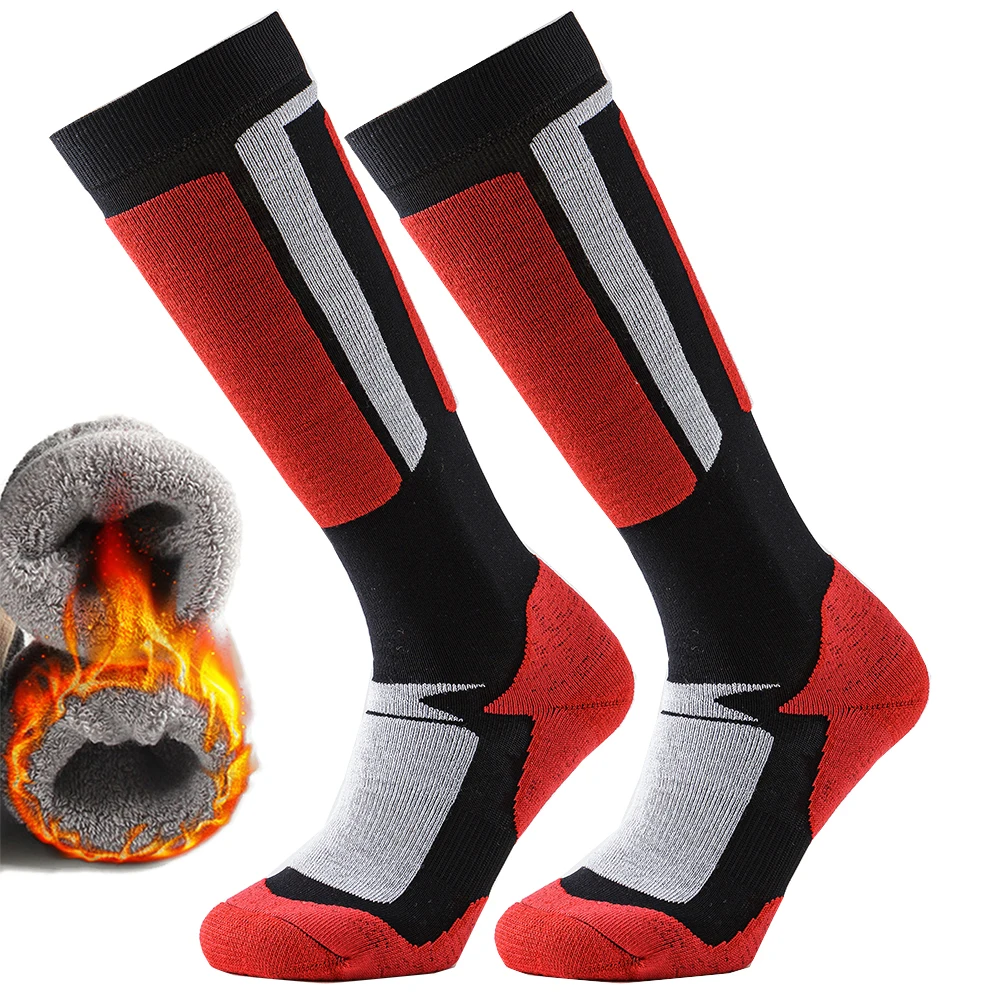 Männer Frauen Skifahren Socken Winter Erwärmung Dicke Knie Hohe Lange Socken Snowboard Outdoor Sport Socken Handtuch Unten Terry