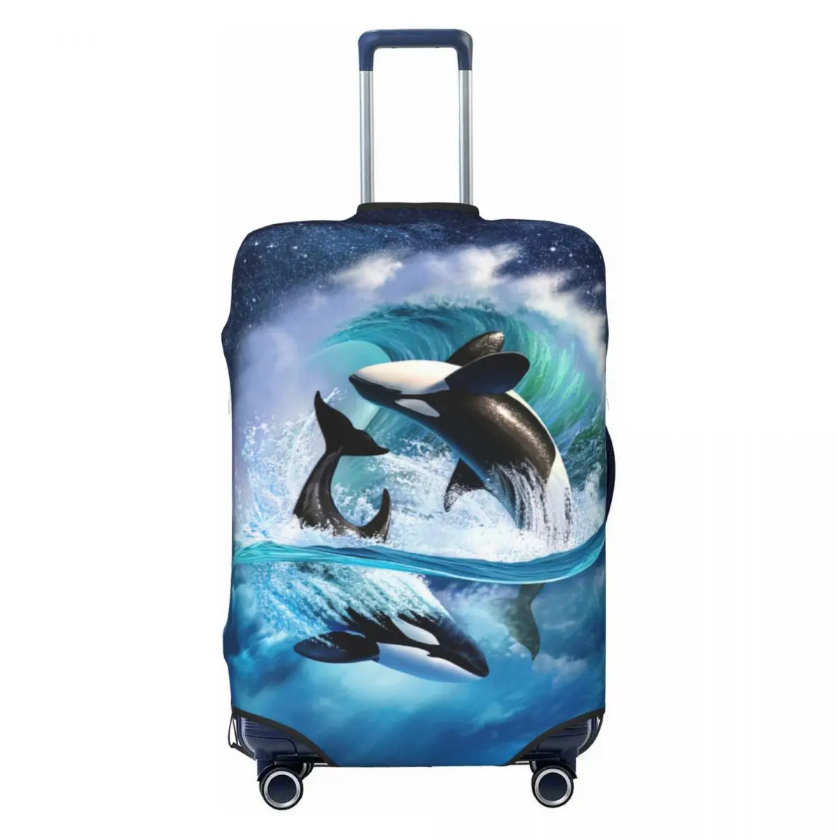 Orca Wave  Dolphin Print Luggage Protective Dust Covers Elastic Waterproof 18-32inch Suitcase Cover Travel Accessories