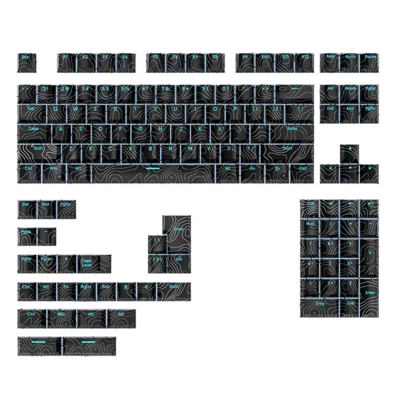 

135Keys PBT Dye Sublimation Keycaps Transparents Line Front Print Backlits keycaps Original Height Keycaps for Keyboards