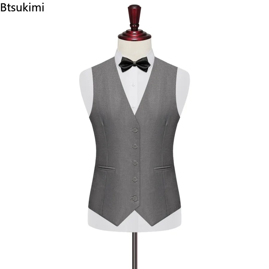 7XL 8XL Plus Size Suit Vest Men's Business Slim Dress Vest Fashion Solid Single Breasted V-neck Wedding Party Formal Waistcoats