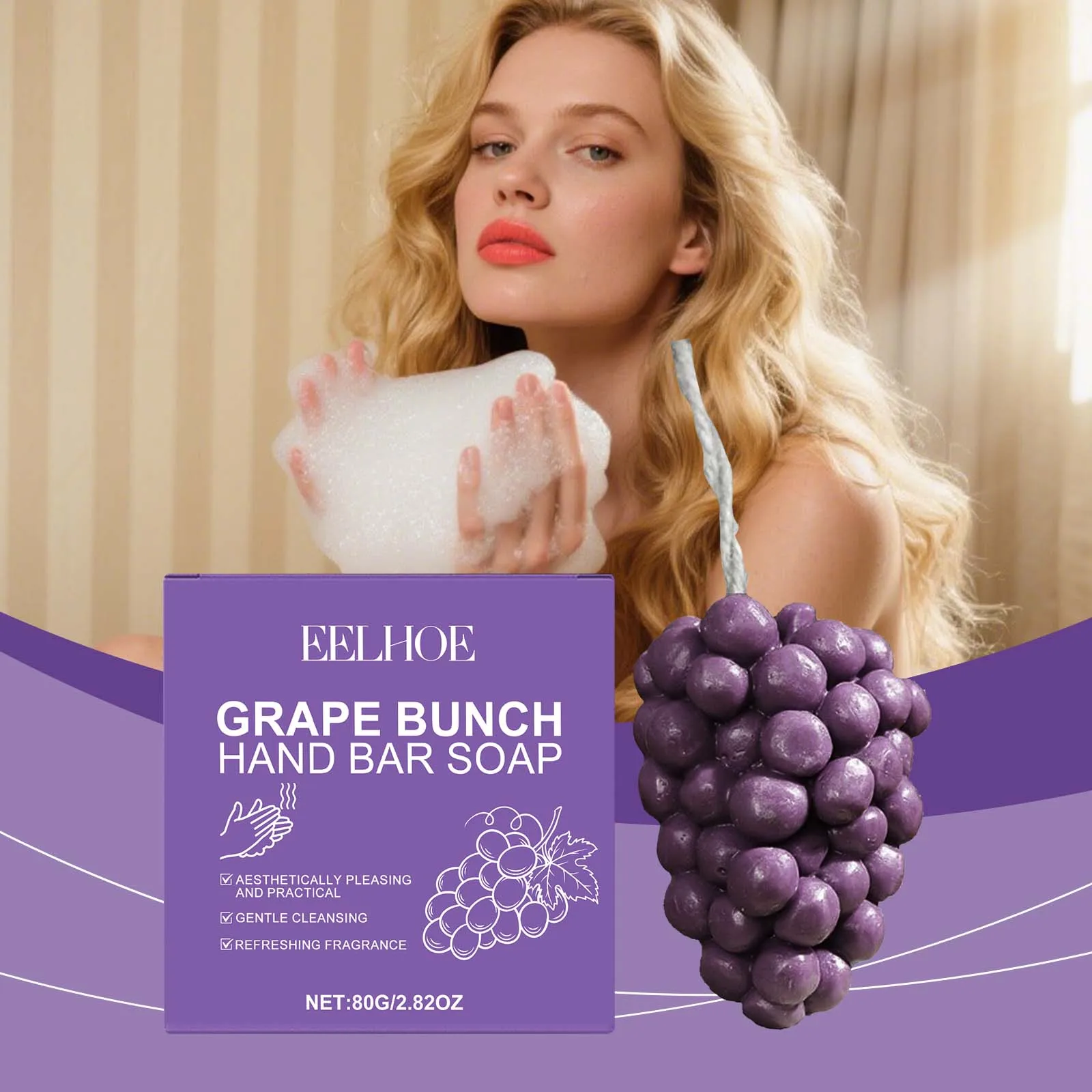

Grape Cluster Soap Removing Skin Oil and Dirt – Gentle Cleansing Fresh Fragrance Suitable Daily Use Grape Cluster-Shaped Soap