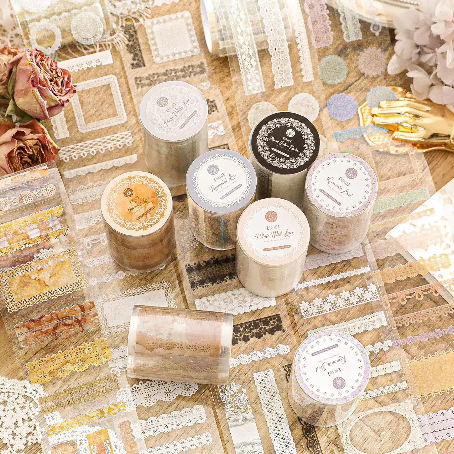 Flower Island Lace Series Masking Washi Tape Retro Border Decorative Adhesive Material Sticker Diy Label Scrapbooking