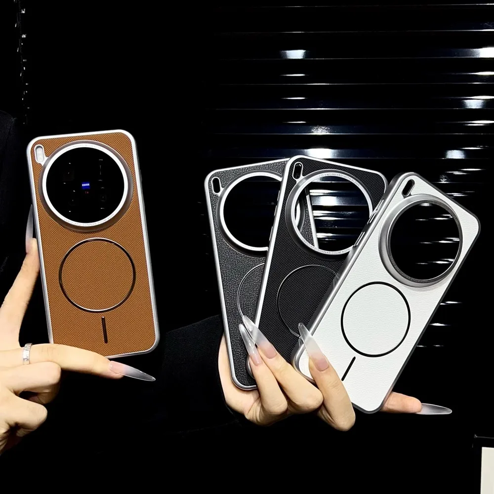 حافظة لهاتف VIVO X300 Pro فاخرة صلبة PU شحن لاسلكي مغناطيسي غطاء خلفي لهاتف VIVO X300 X300Pro #6