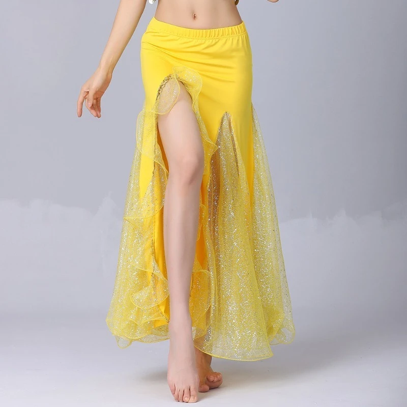 

Belly Dance Performance Suit Sequined Split Hip Skirt for Stage Shows and Competitions