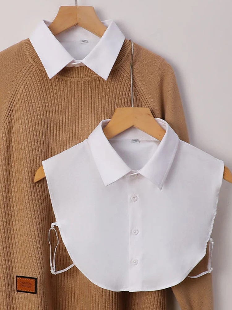 Women Cotton Fake Collar Blouse Vintage Solid Detachable Shirt Collar False Lapel Blouse Top Women Clothes Accessories