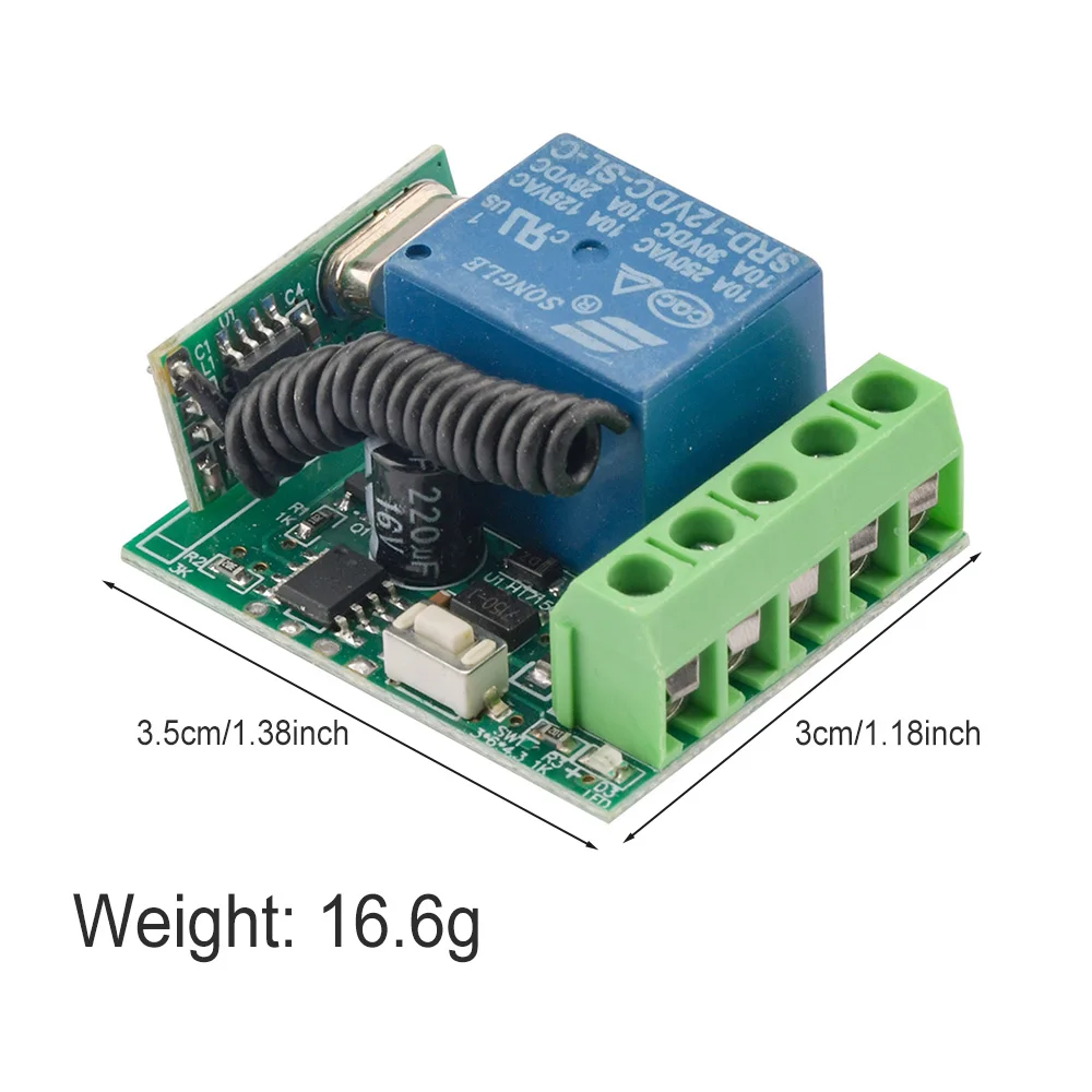 DC12V 10A Relay 1 CH Wireless RF Remote Control Switch Transmitter with Receiver Module 315MHz 433mhz LED Remote Control