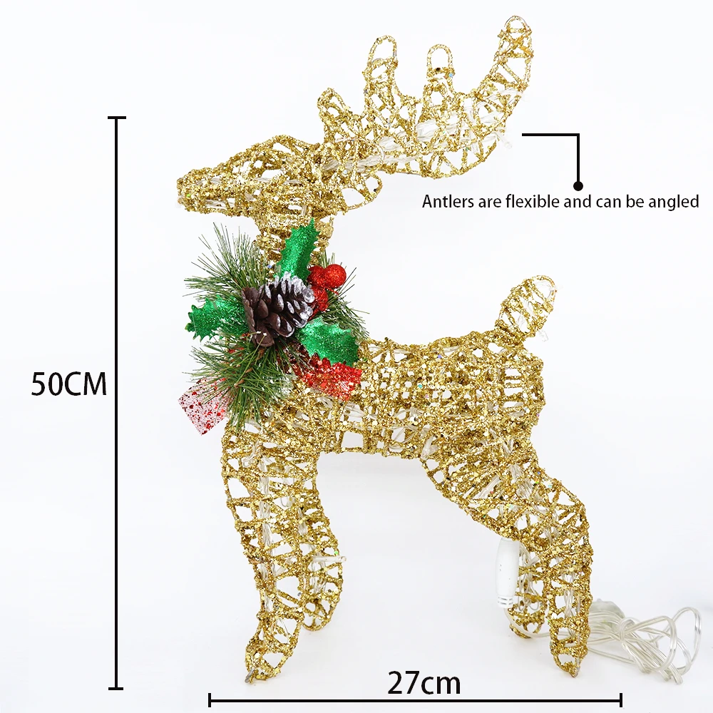 Bright Large Outdoor Christmas Reindeer Hristmas Decoration Maison 2024 Elk LED Home Decor Light with Decor Pine Room Decoration