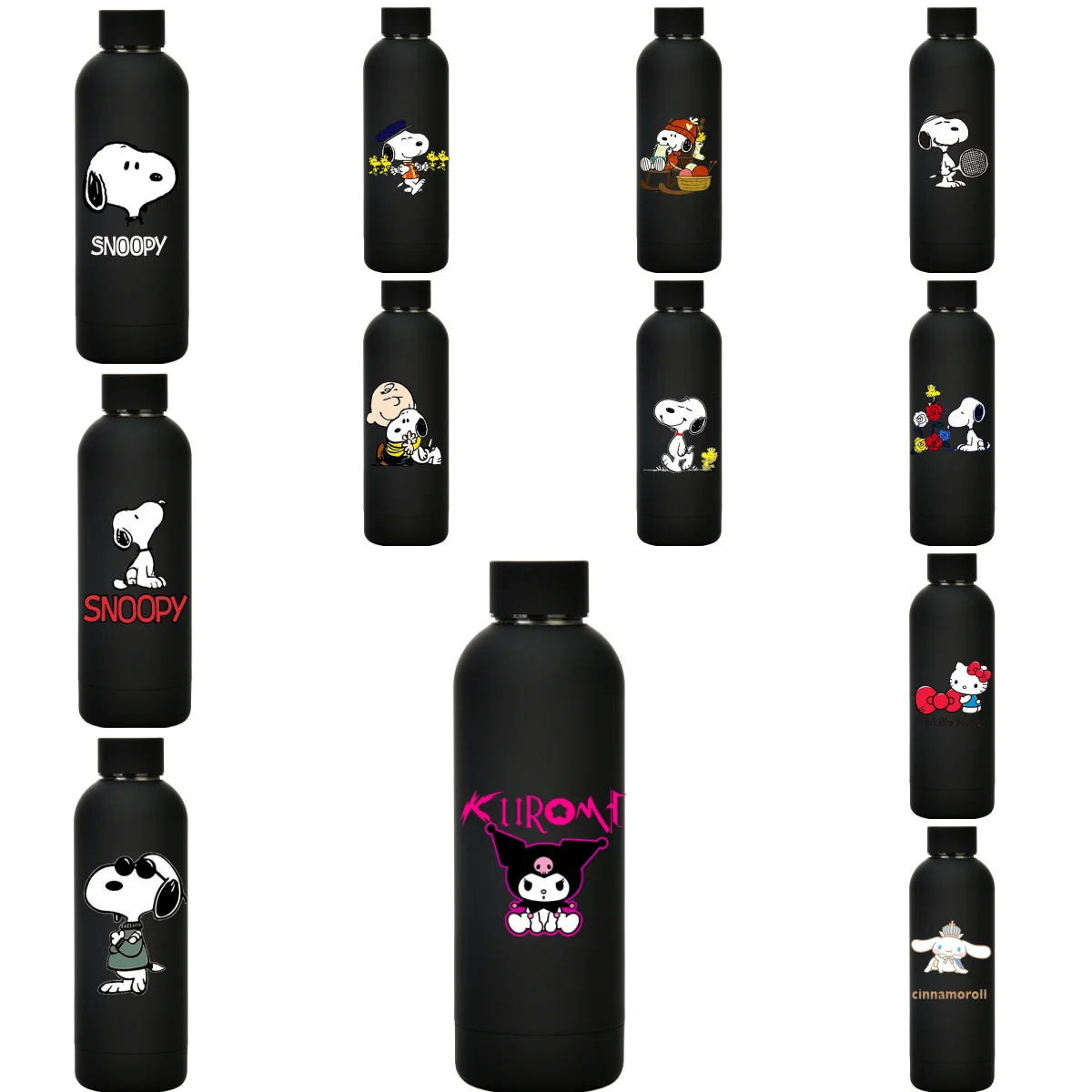 Anime 500ml Snoopy Double Wall Stainles Steel Insulated Water Bottle Kawaii Portable Thermos Kettles Keep Hot Cold Cup Gifts Toy