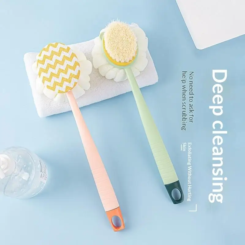 Doppelseitige Badebürste mit langem Griff, weicher Fellbürste, Rückenreibe-Bürste, Peeling-Handtuch, Mehrzweck-Peeling-Werkzeug, 1 Stück – Detail 7