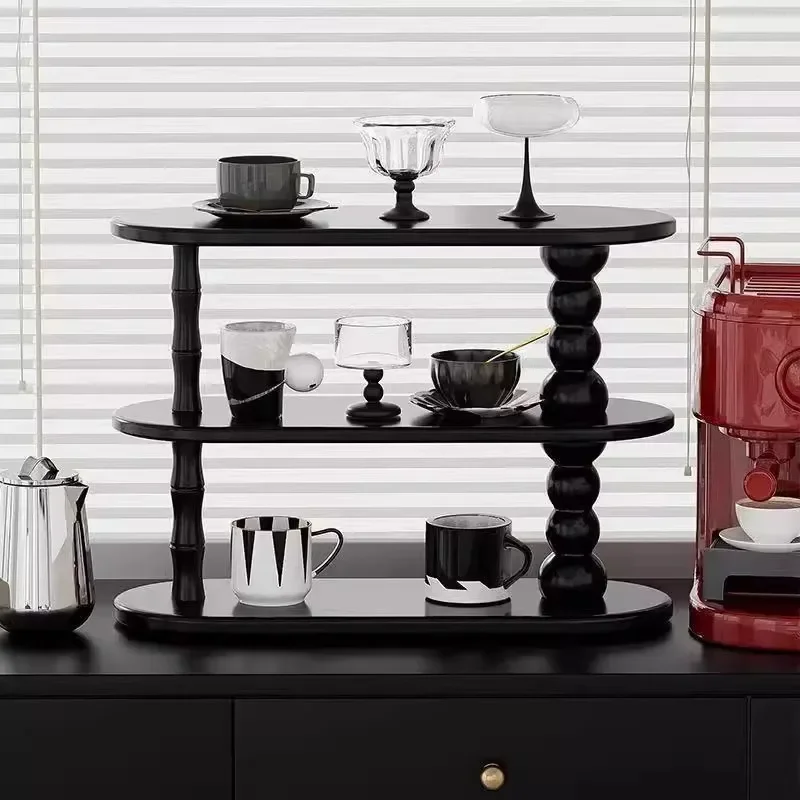 Countertop retro wood perfume makeup storage rack cup desktop bedroom shelf