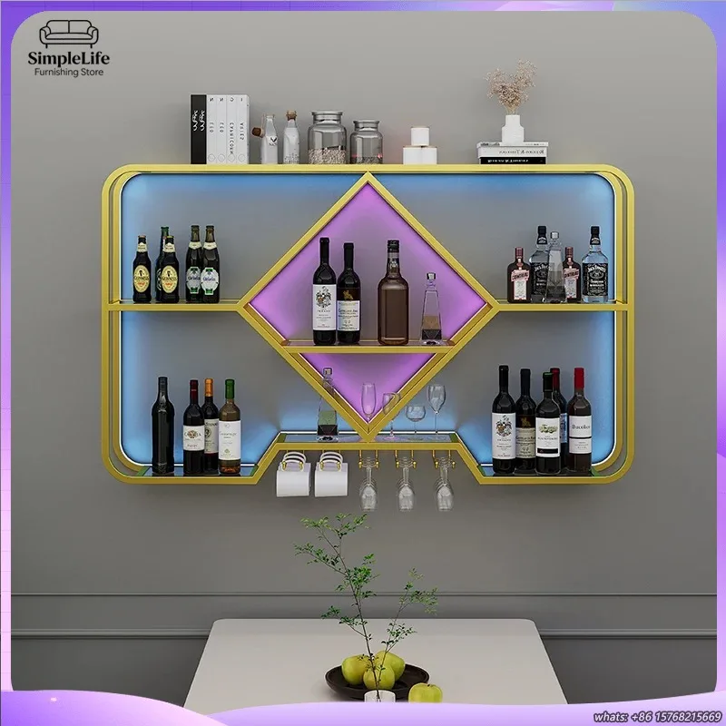 

Standing Wine Cabinet Luxury Vintage Whiskey Display European Style Minimalist Metal Estante Simple Aesthetic Furniture