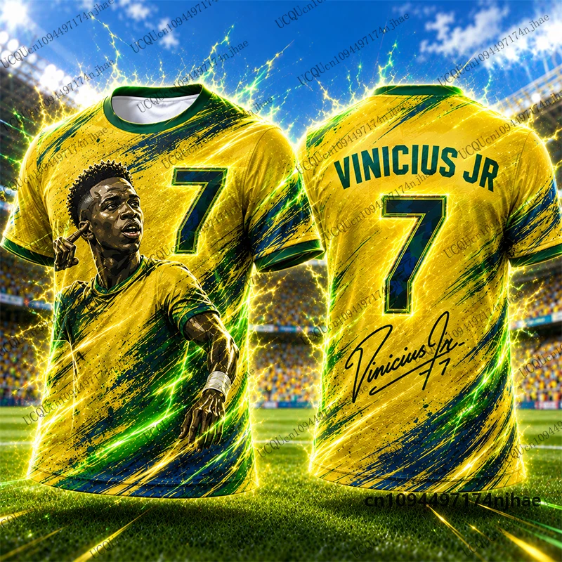 2027 Neues spezielles Vinicius Jr. Nr. 7 bedrucktes Fußballtrikot für Herren-T-Shirts, schnell trocknende Sommer-Sport-T-Shirts, lässige Oberteile für Kinder/Erwachsene – Detail 6