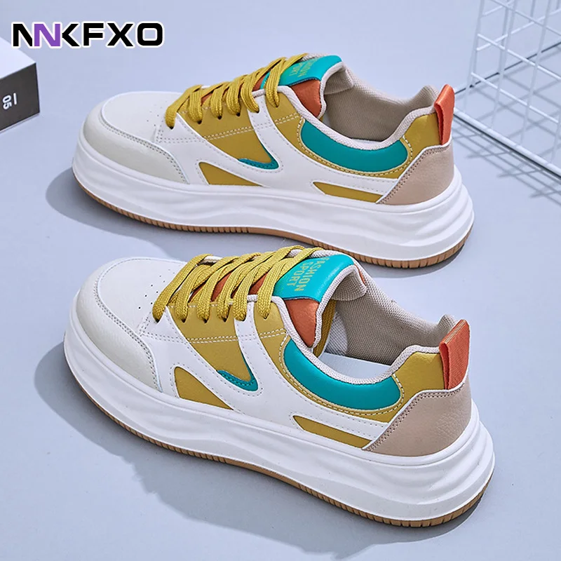 

Women Sneakers 2023 Fashion Breathble Vulcanized Shoes WomenShoes Women Lace up Casual Shoes Flat Shoes White QB010