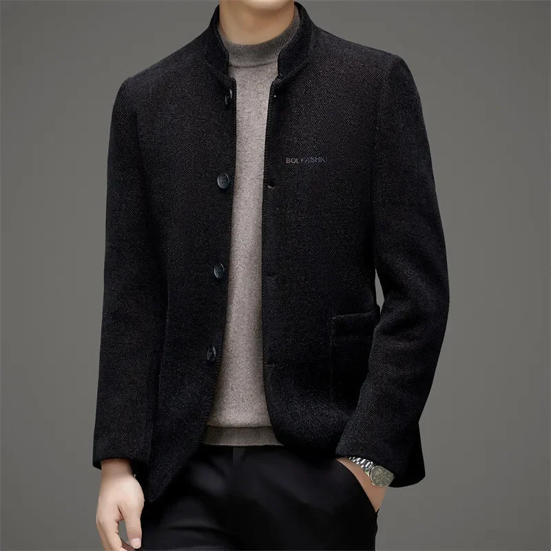 

Autumn and Winter New Jacket Standing Collar Men's Business Casual Middle Age Dad's Coat