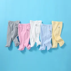 0-12Months Spring Autumn Cotton Breathable Newborn Baby Pants Solid Wrap Foot Long Trousers Casual Baby Leggings For Girls Boys