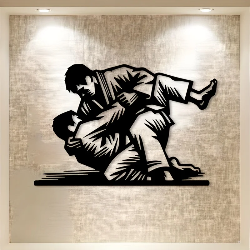 Jiu Jitsu Metal Wall Art Statue Mural Home Patio Outdoor Fence Decor Boys Holiday Gift