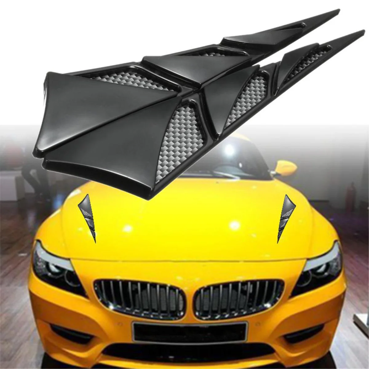 

Engine Hood Decorative Vent Cover Abs Plastic No Drill Installation Car Bonnet Accessories Auto Side Vents Motor Part