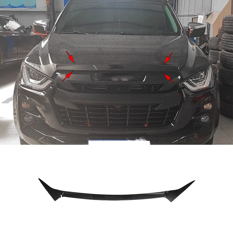 

FIT FOR Isuzu D-Max RG 2020-2022 ABS black Sand barrier strip Grille engine hood decoration molding Cover Trim