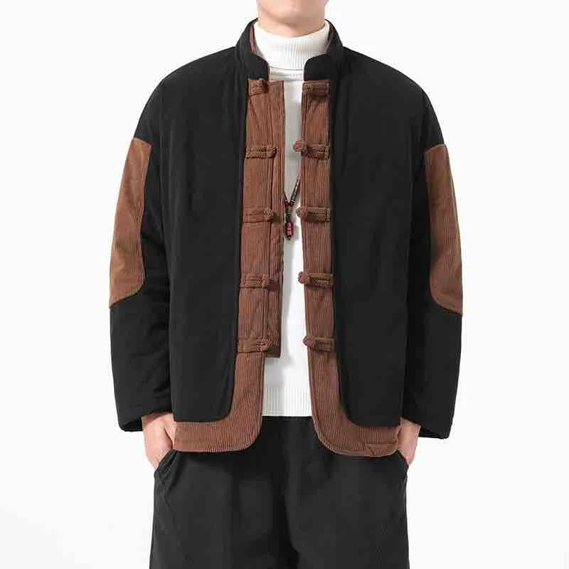 

New 2025 Winter Thiened Cotton Padded Casual Men's Jaet Warm Traditional Chinese Sle Youth Faion Long Sve Button C...
