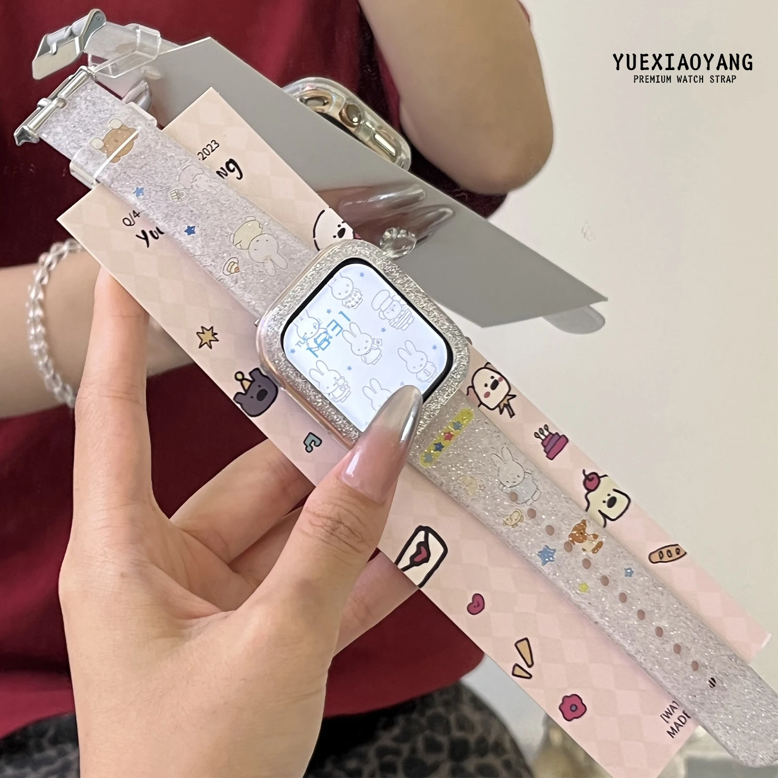 

Miffy Rabbit print strap for Apple Watch 11 10 9 8 7 Silicone Band Replaceable Bracelet for iWatch 46mm 44mm 42mm 41mm Watchband