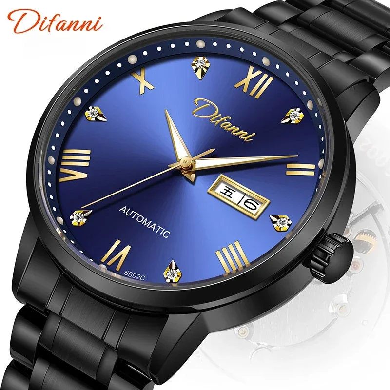 Men's Tourbillon Automatic Week Calendar Mechanical Watch Business Fashion Waterproof Glow in The Dark Man Sports Watch