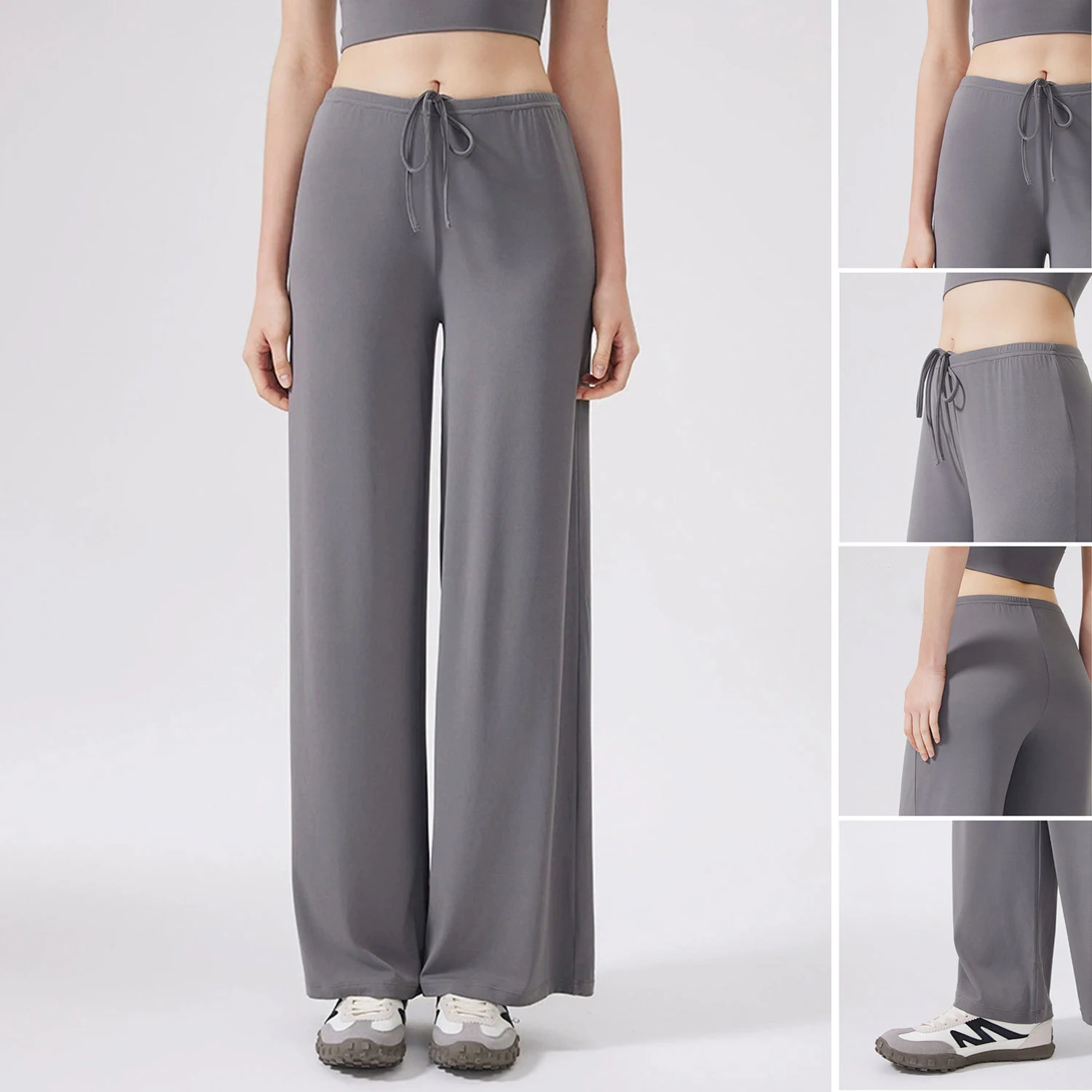 Women's Buttery Soft Wide Leg Yoga Pants - Elastic Waist, Cooling Breathable, Natural Drape Straight Leg Workout Pants