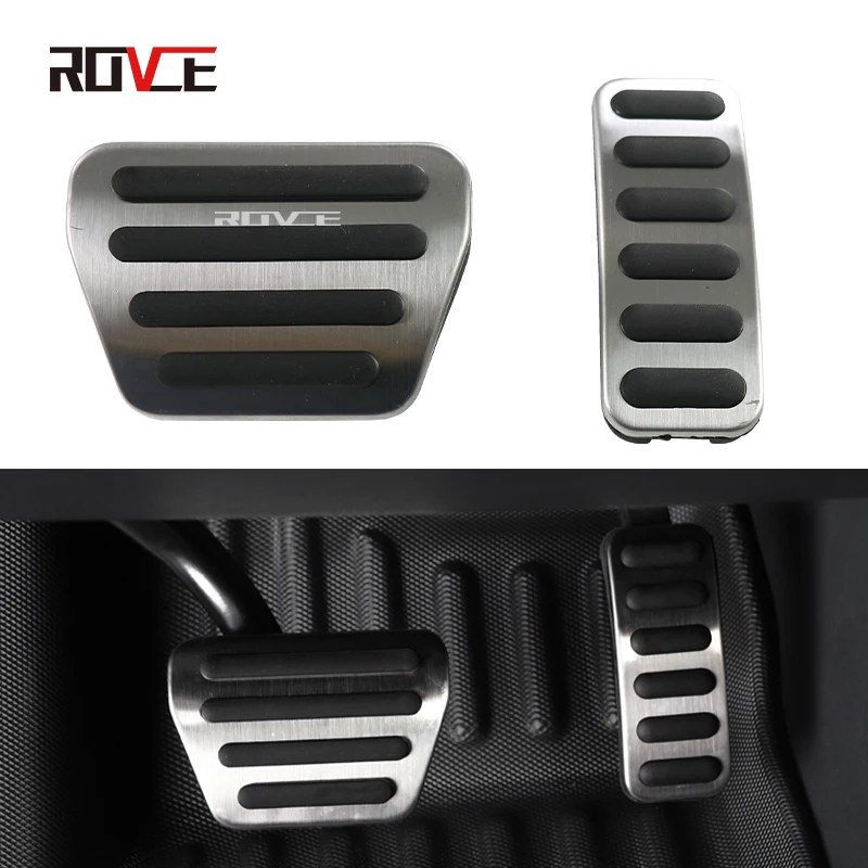 ROVCE Car Styling Anti-slip Fuel Brake Steel Pads Pedals Cover For Land Rover Defender 110 2020 Car Accessories