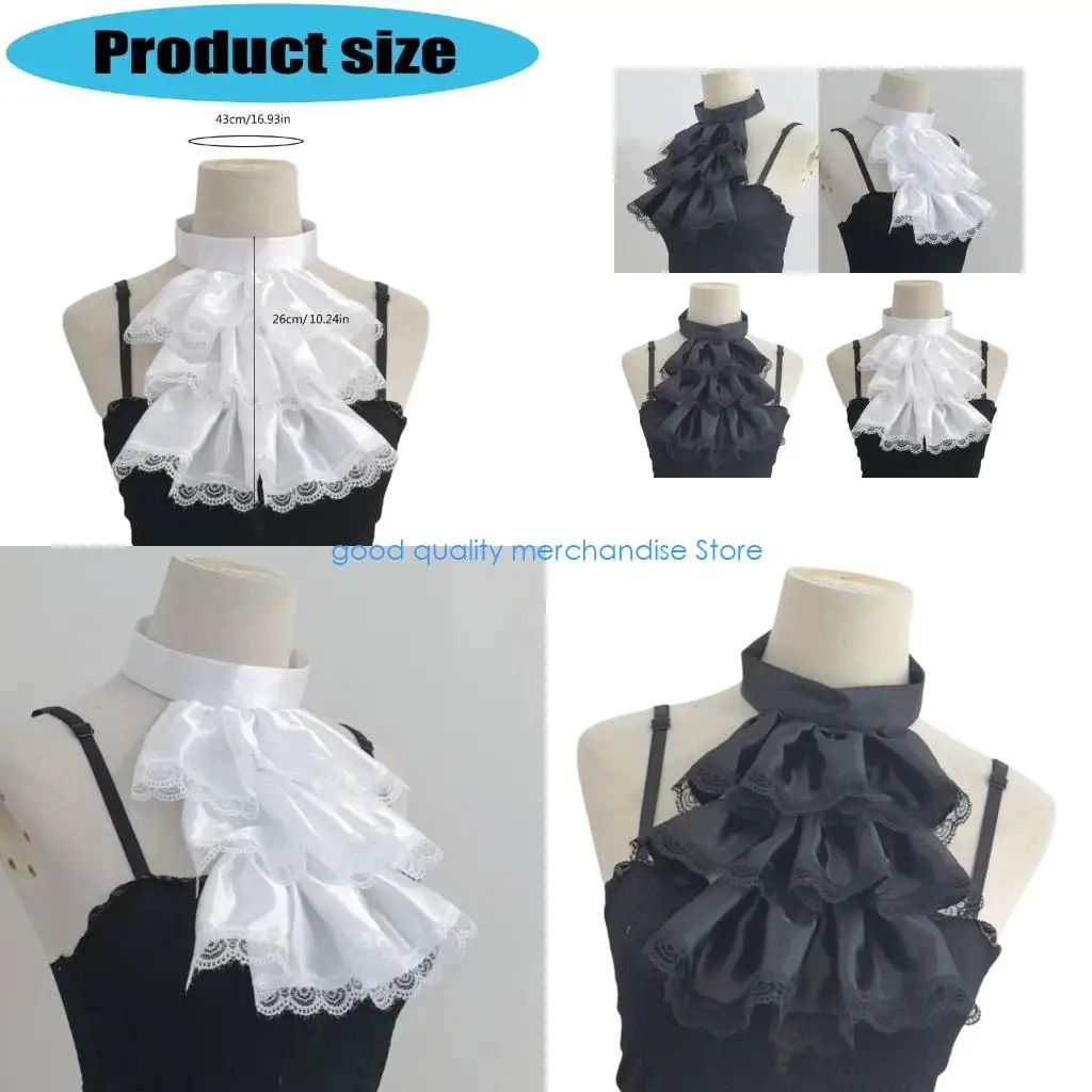 

Y5JD дышащий кружевной воротник с рюшами, модный акцент на шею для вечеринок, свадеб, косплей, легкий, удобный полиэстер