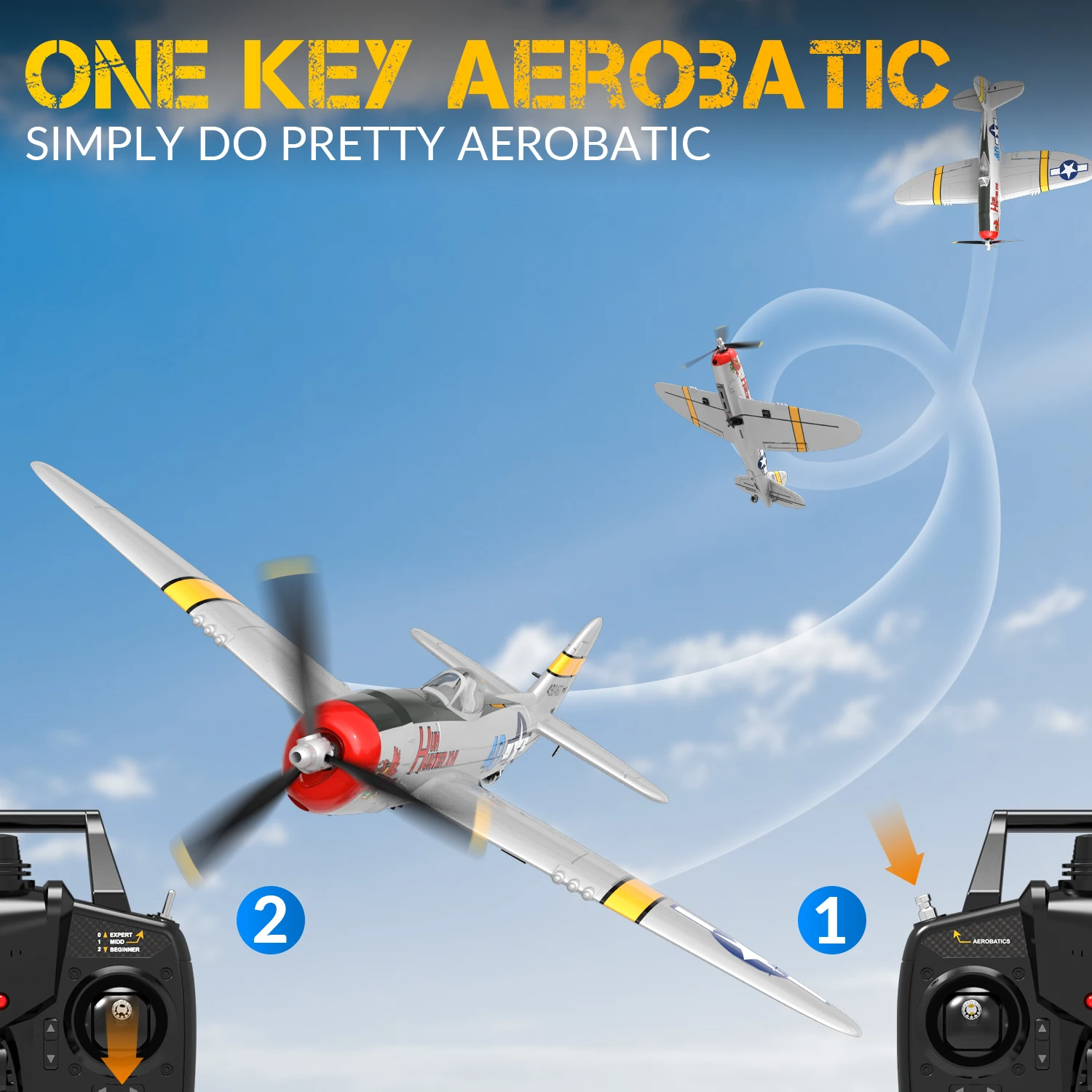 P47 Thunderbolt RC Airplane  2.4G 4CH 6 Axis 400mm Wingspan RC Aircraft One Key Aerobatic RTF Glider Plane Toys Gifts