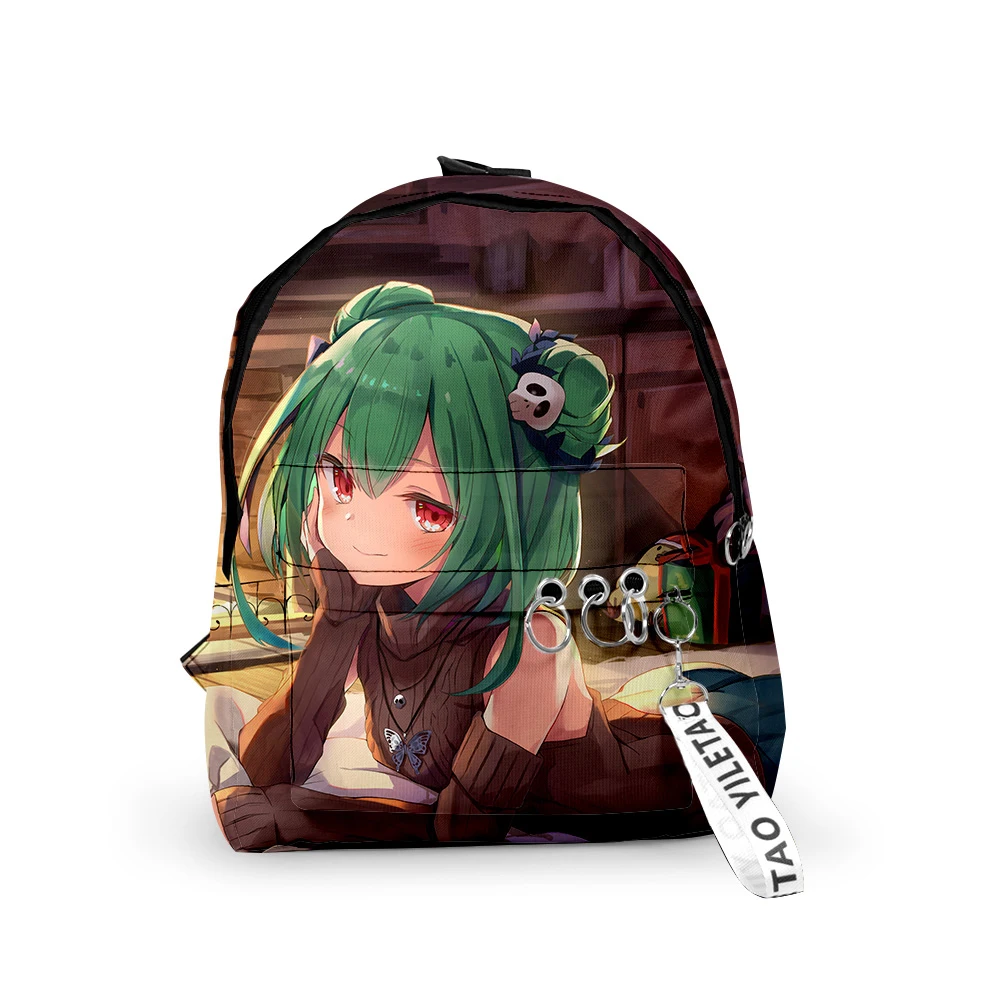 Harajuku Hololive Uruha Rushia Backpacks Boys/Girls pupil School Bags 3D Print Keychains Oxford Waterproof Cute Small Backpacks