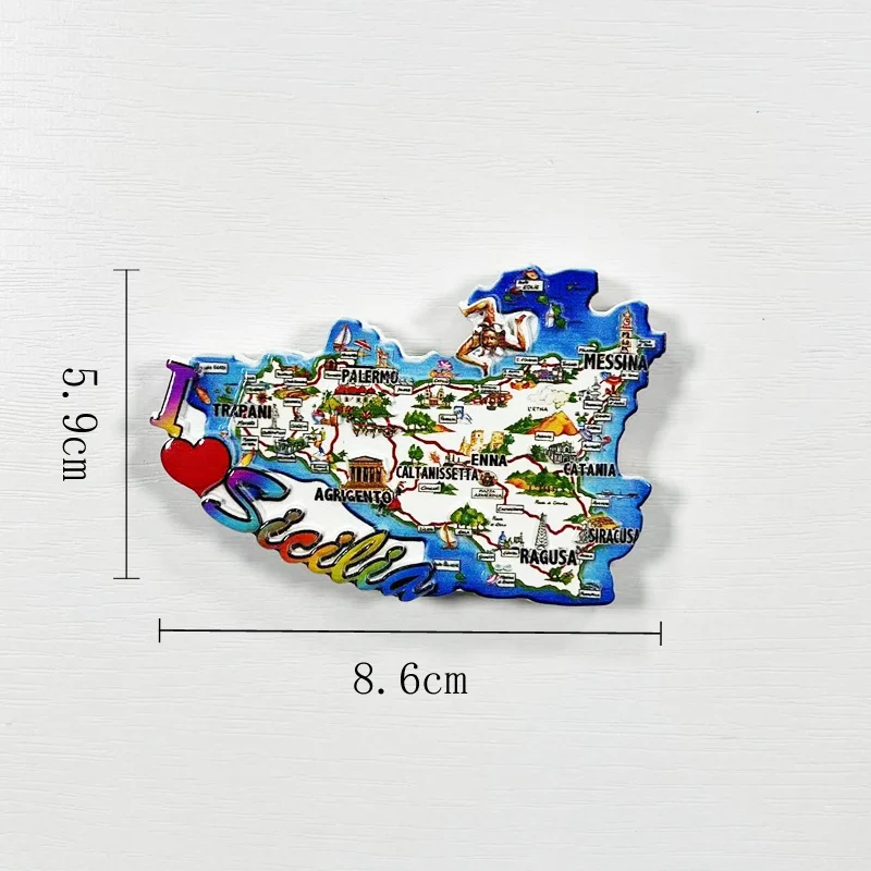 

Sicily Island tourism souvenirs, 3D magnetic refrigerator stickers, kitchen and home decorations, tourism gifts